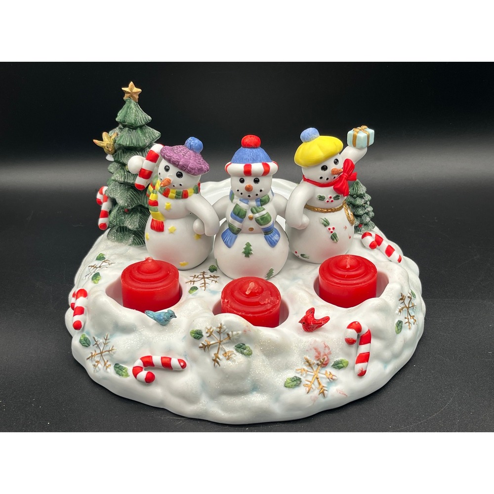 Partylite Snowbell Candle Holder P7650 Christmas‎ Snowmen Retired 10" Repaired